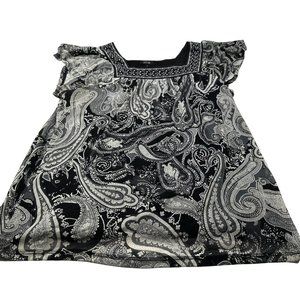 Apt 9 Women's Size Large Blouse Sleeveless Lined Black White Preowned